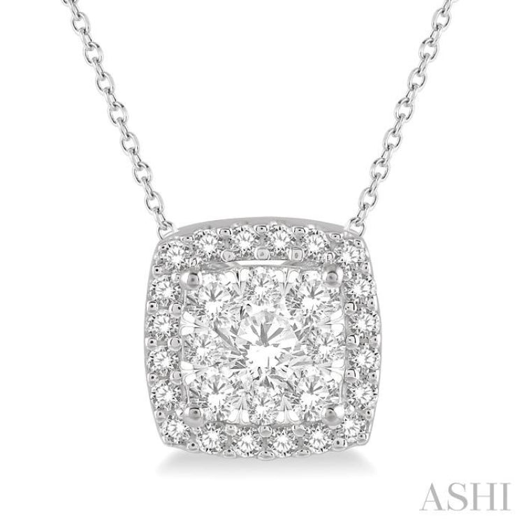 Cushion Shape Halo Lovebright Essential Diamond Pendant