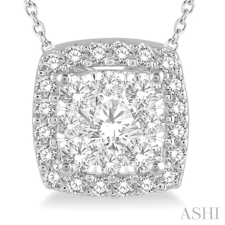 Cushion Shape Halo Lovebright Essential Diamond Pendant