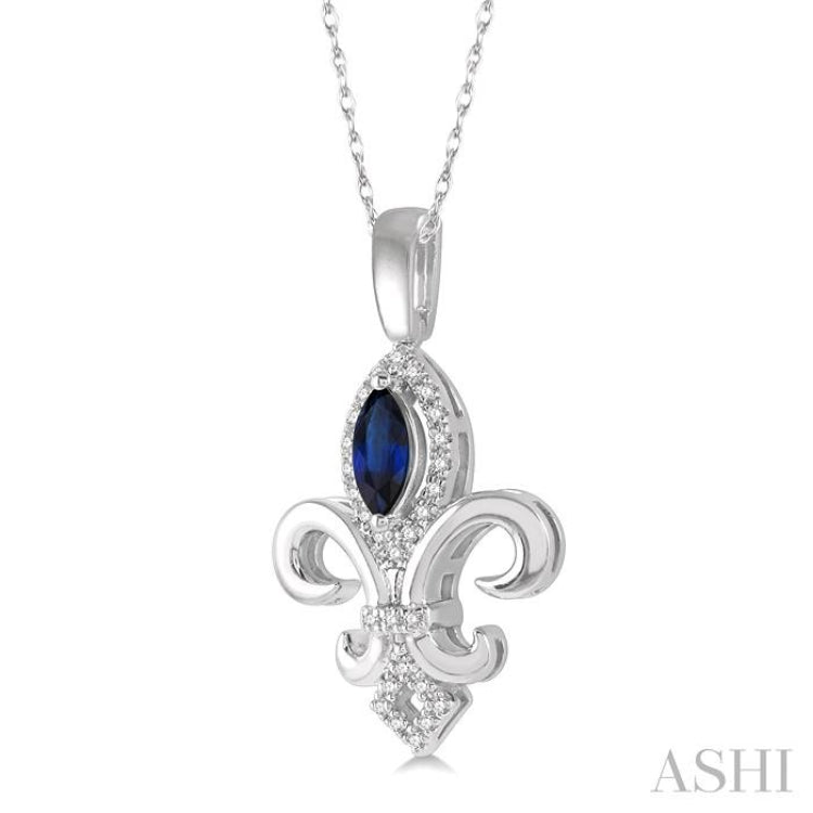 Fleur De Lis Gemstone & Halo Diamond Pendant