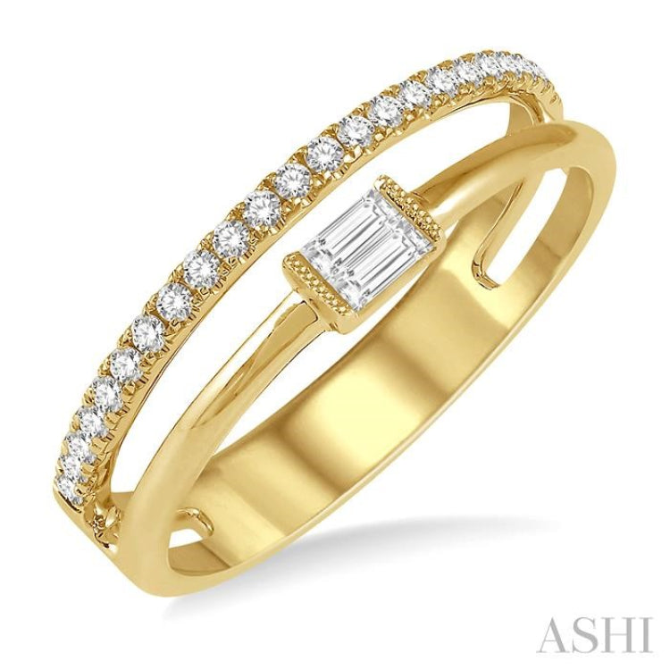 Double Row East-West Baguette Diamond Fashion Ring