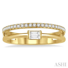 Double Row East-West Baguette Diamond Fashion Ring