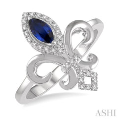 Fleur De Lis Gemstone & Halo Diamond Ring