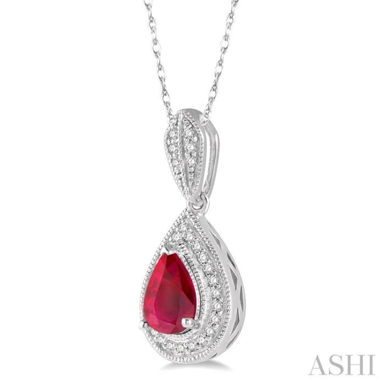 Pear Shape Gemstone & Halo Diamond Pendant