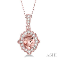 Oval Shape Gemstone & Halo Diamond Pendant