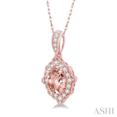 Oval Shape Gemstone & Halo Diamond Pendant