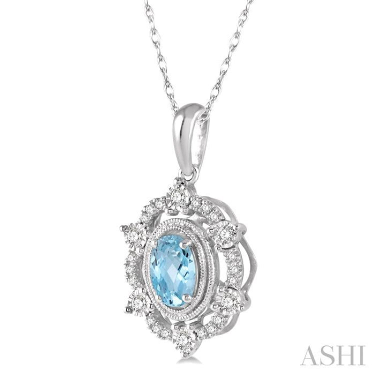 Oval Shape Gemstone & Diamond Pendant