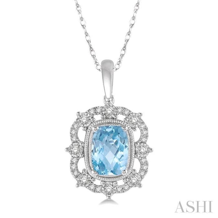 Cushion Shape Gemstone & Diamond Pendant