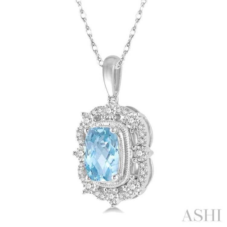 Cushion Shape Gemstone & Diamond Pendant