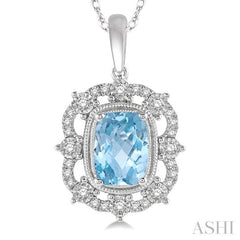 Cushion Shape Gemstone & Diamond Pendant