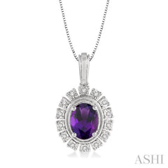 Oval Shape Gemstone & Diamond Pendant