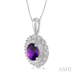 Oval Shape Gemstone & Diamond Pendant