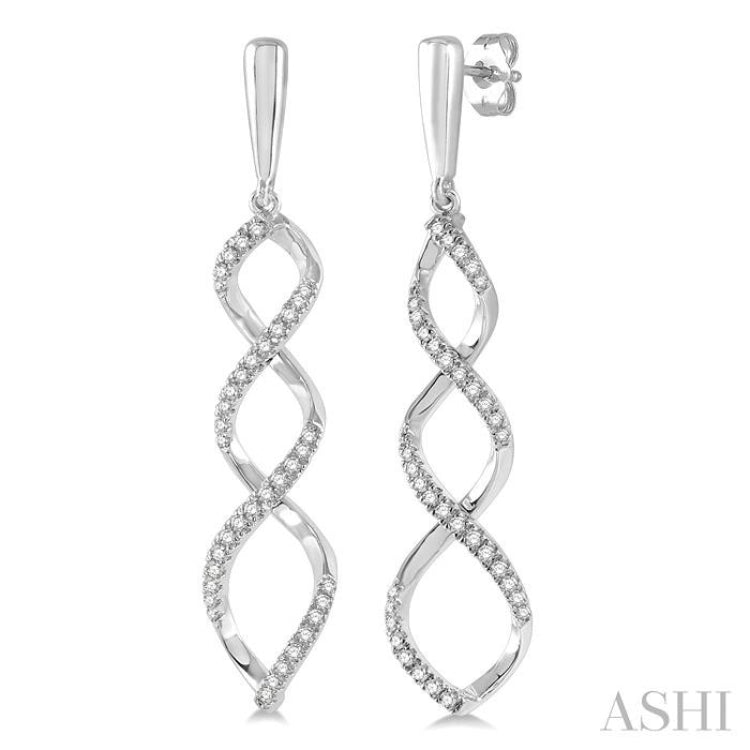 Swirl Diamond Fashion Long Earrings