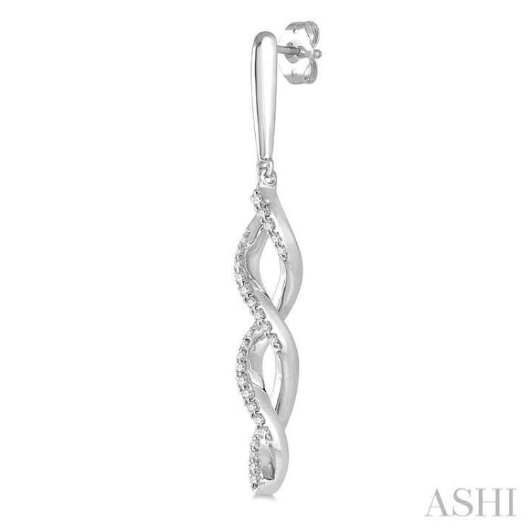 Swirl Diamond Fashion Long Earrings