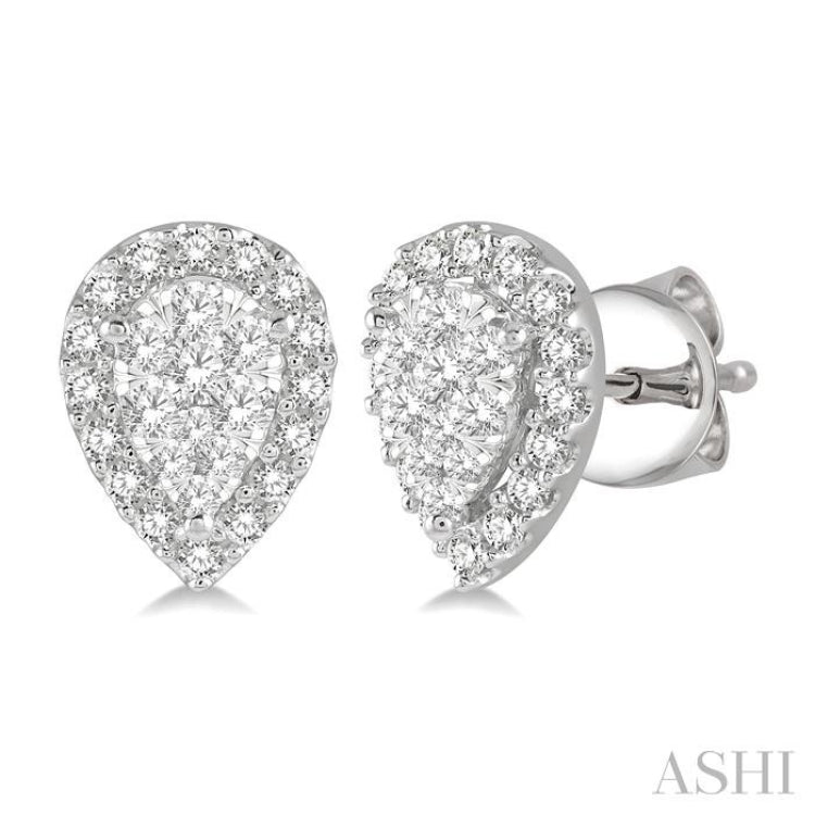 Pear Shape Halo Lovebright Essential Diamond Earrings