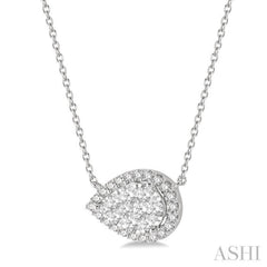 1/2 Ctw Pear Shape Round Cut Diamond Lovebright Pendant With Chain in 14K White Gold