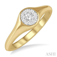 Round Shape Lovebright Essential Diamond Signet Ring