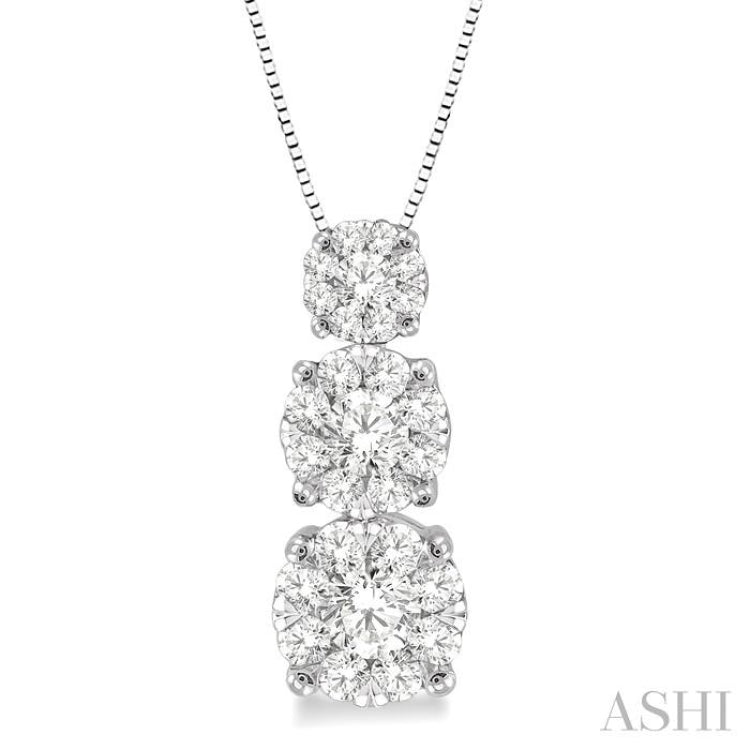 Round Shape Past Present & Future Lovebright Essential Diamond Pendant