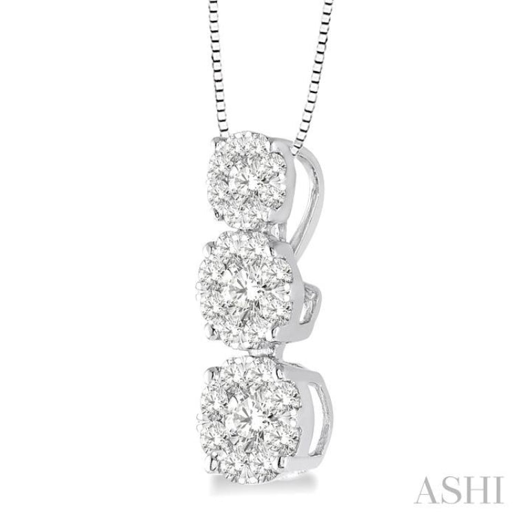 Round Shape Past Present & Future Lovebright Essential Diamond Pendant