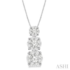 Round Shape Past Present & Future Lovebright Essential Diamond Pendant