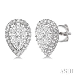 Pear Shape Halo Lovebright Essential Diamond Earrings