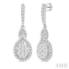 Oval Shape Halo Lovebright Diamond Earrings