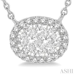 Oval Shape East-West Halo Lovebright Essential Diamond Necklace