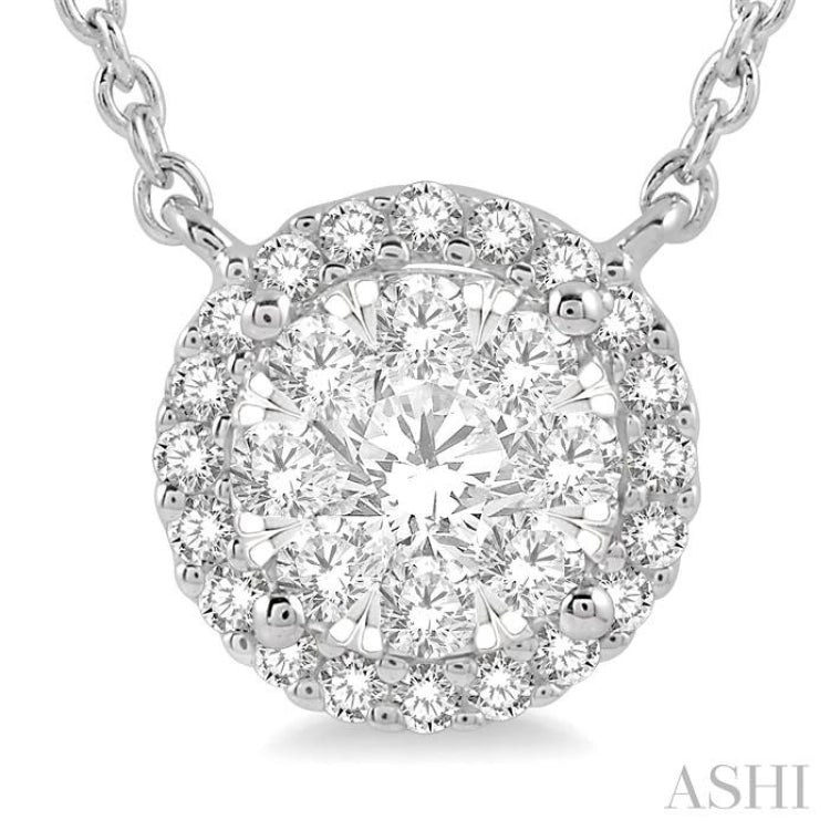 Round Shape Halo Lovebright Essential Diamond Necklace