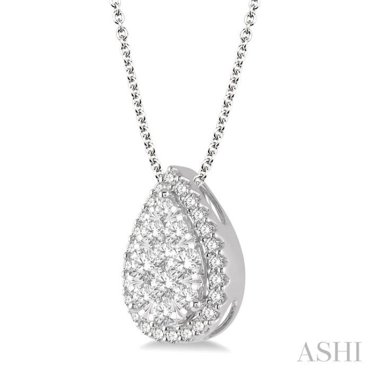 Pear Shape Halo Lovebright Essential Diamond Pendant