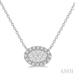 Oval Shape East-West Halo Lovebright Essential Diamond Necklace