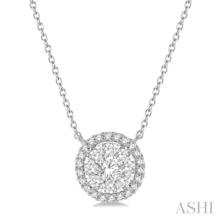 Round Shape Halo Lovebright Essential Diamond Necklace