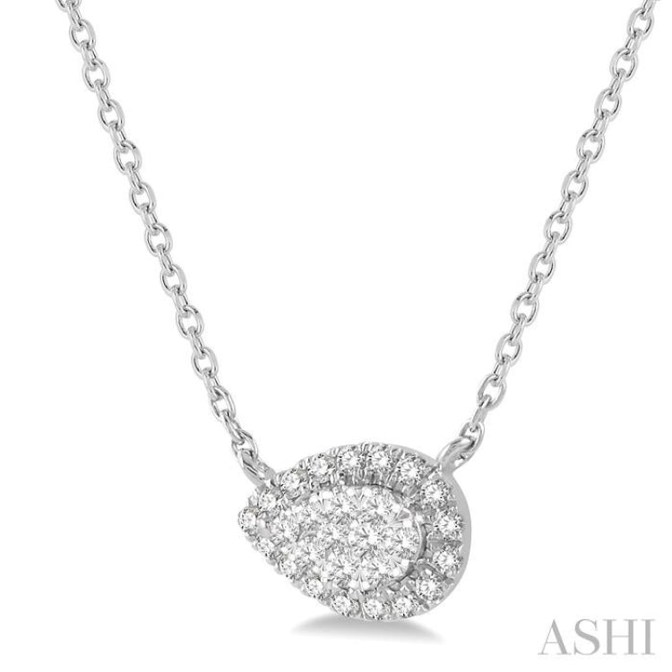 Pear Shape East-West Halo Lovebright Essential Diamond Necklace