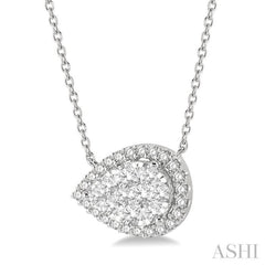 Pear Shape East-West Halo Lovebright Essential Diamond Necklace