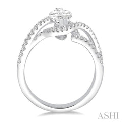 Marquise Shape Semi-Mount Halo Diamond Engagement Ring