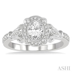 Oval Shape Halo Diamond Engagement Ring