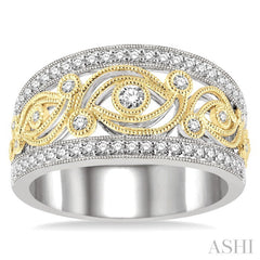 1/2 Ctw Round Cut Diamond Fashion Band in 14K White and Yellow Gold