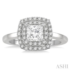 Princess Shape Halo Diamond Engagement Ring