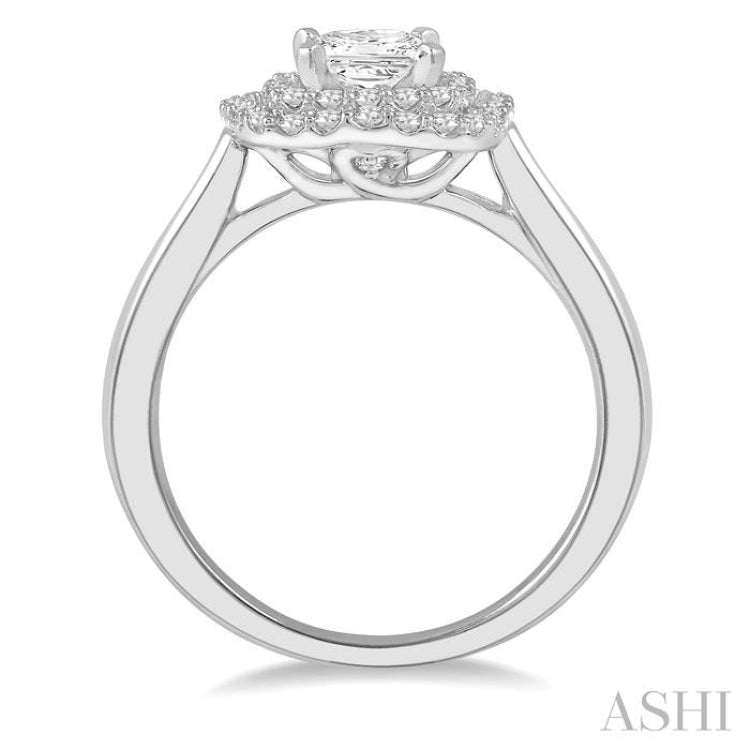 Princess Shape Halo Diamond Engagement Ring