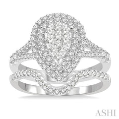 Pear Shape Halo Lovebright Diamond Wedding Set