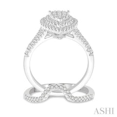 Pear Shape Halo Lovebright Diamond Wedding Set