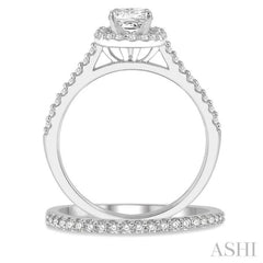 Princess Shape Halo Diamond Wedding Set