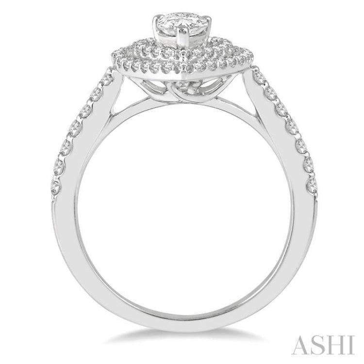 Pear Shape Halo Diamond Engagement Ring