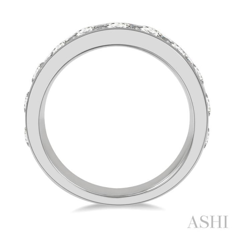 2 Ctw Channel Set 11 Stone Round Cut Diamond Wedding Band in 14K White Gold