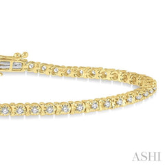 1 Ctw Round Cut Diamond Tennis Tulip Bracelet in 14K Yellow Gold