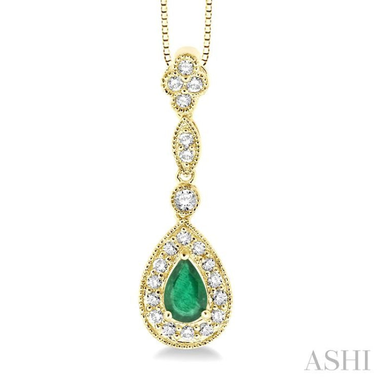 Pear Shape Gemstone & Halo Diamond Pendant