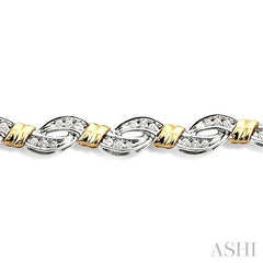 1 ctw Round Cut Diamond Infinity Bracelet 10K White and Yellow Gold