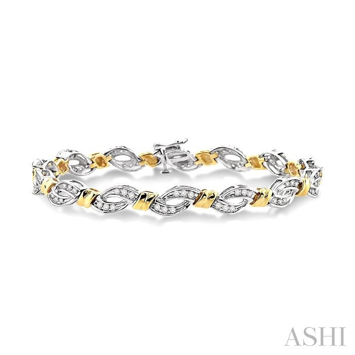 1 ctw Round Cut Diamond Infinity Bracelet 10K White and Yellow Gold