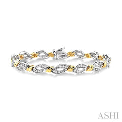 1 ctw Round Cut Diamond Infinity Bracelet 10K White and Yellow Gold
