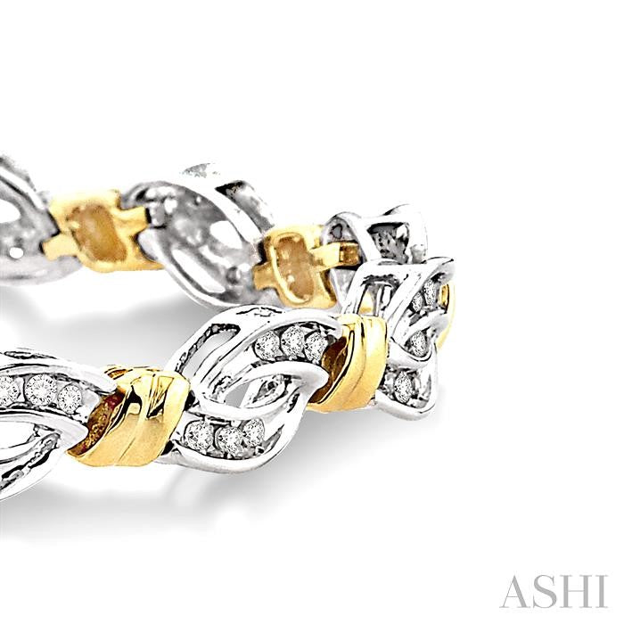 1 ctw Round Cut Diamond Infinity Bracelet 10K White and Yellow Gold