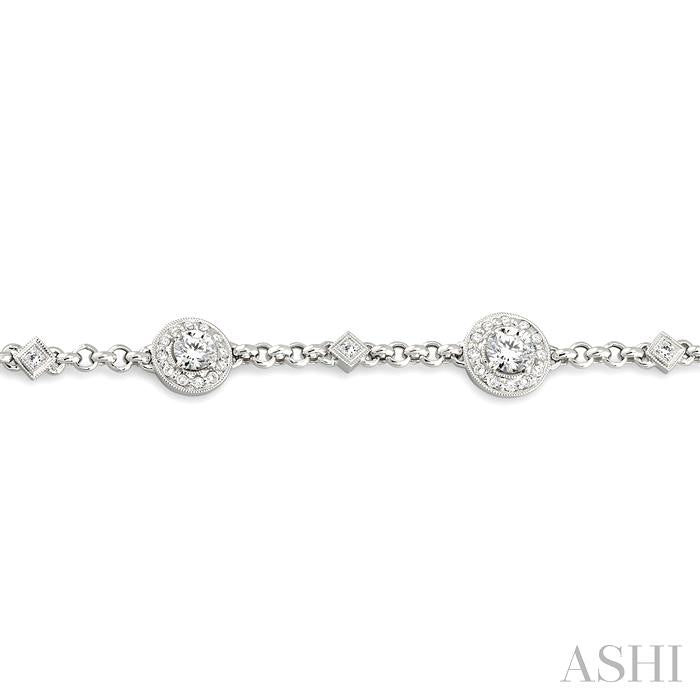 2 ctw Round and Princess Cut Diamond Bracelet in 18K White Gold