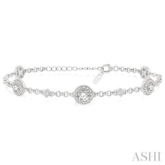 2 Ctw Round and Princess Cut Diamond Bracelet in 18K White Gold